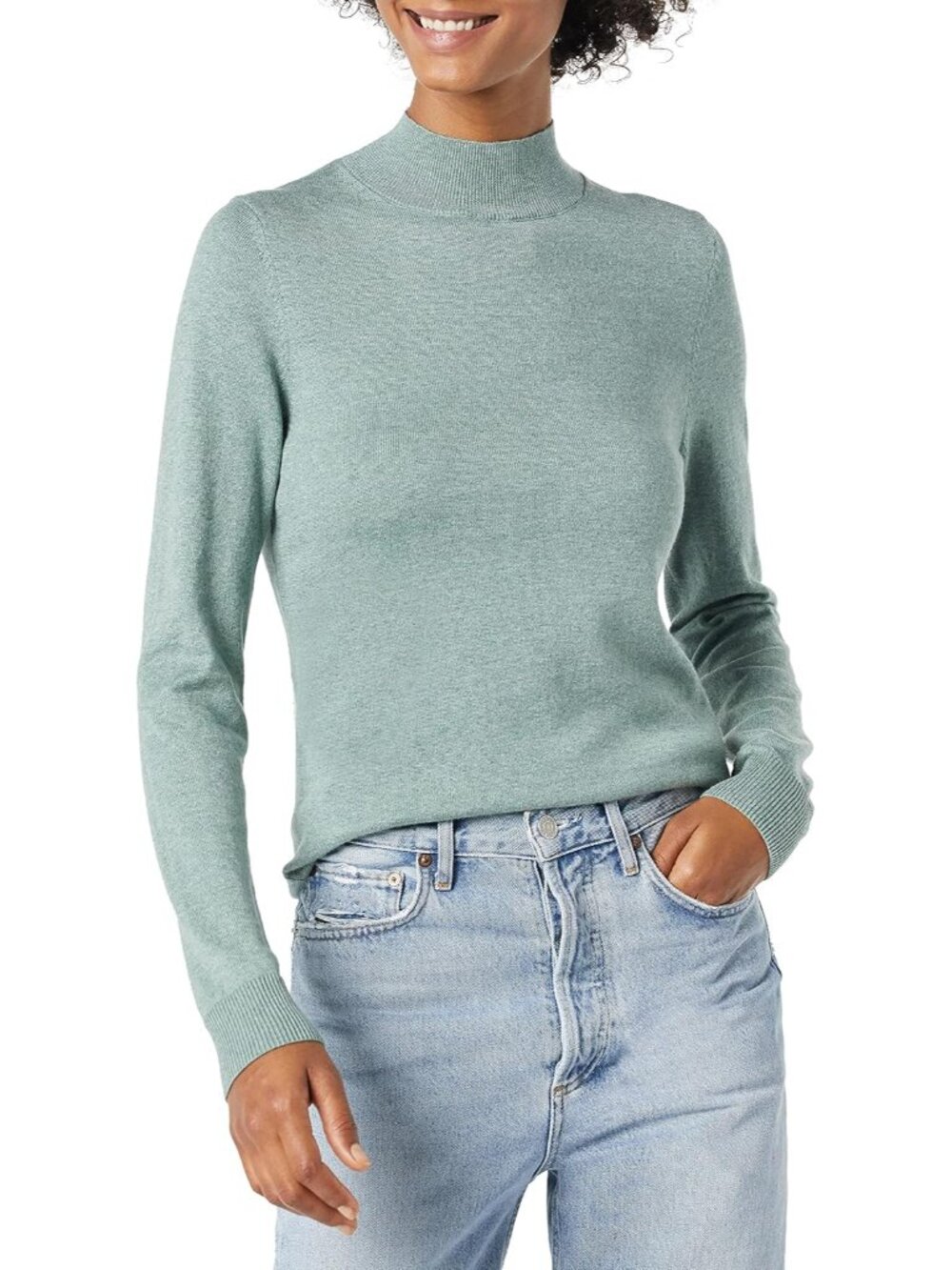 Women's Lightweight Mock Neck Pullover Sweater, Regular Fit Available in Plus Si